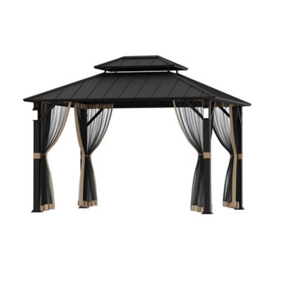 Modern Shade The Horizon 10 x 12ft. Hard Top Gazebo with Solar LED Light with MP