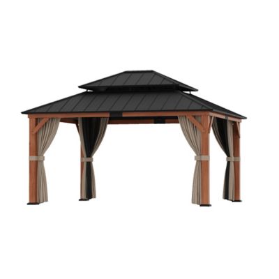 Modern Shade Rosewood 13 x 15ft. Cedar Framed Hard Top Gazebo with MP