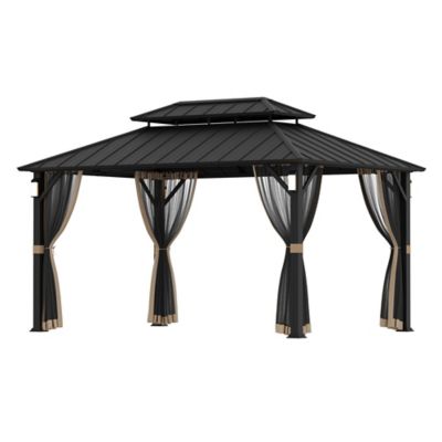 Modern Shade The Horizon 10 x 14ft. Hard Top Gazebo with Solar LED Light with MP