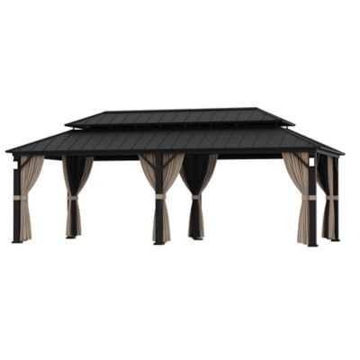 Modern Shade The Horizon 12 x 24ft. Hard Top Gazebo with Solar LED Light