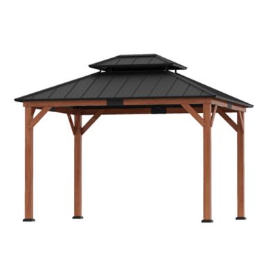 Modern Shade Rosewood 10 x 12ft. Cedar Framed Hard Top Gazebo