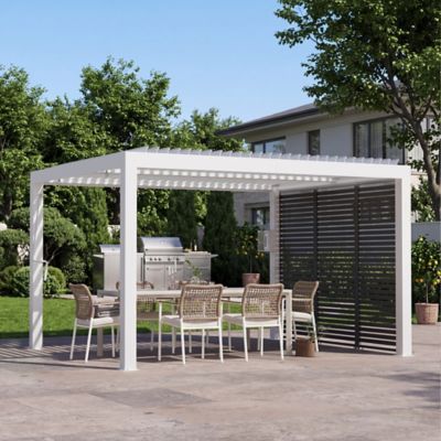 Modern Shade Modular Privacy Screen 10 for Aurora Louvered Pergola, Black