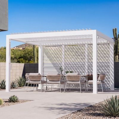 Modern Shade Modular Privacy Screen 12 for Aurora Louvered Pergola, White