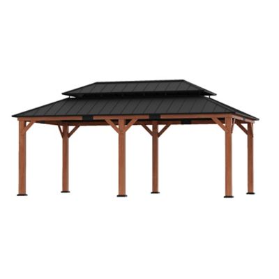 Modern Shade Rosewood 12 x 20ft. Cedar Framed Hard Top Gazebo