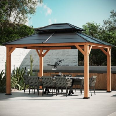 Modern Shade Oakwood Oasis 11 x 13ft. Cedar framed Hard Top Pavilion with MP