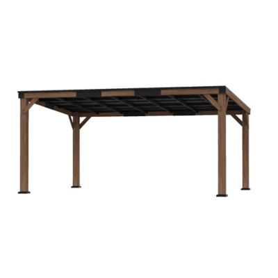 Modern Shade Supreme 12 x 16ft. Cedar Wood Hard Top Pavilion