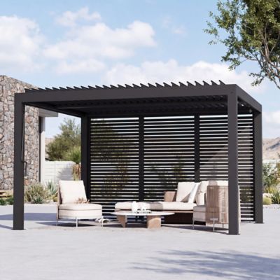 Modern Shade Modular Privacy Screen 12 for Aurora Louvered Pergola, Black