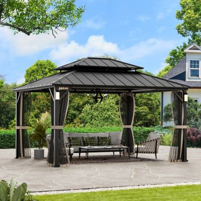 Modern Shade The Horizon 12 x 14ft. Hard Top Gazebo with Solar LED Light