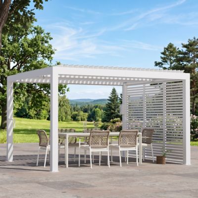 Modern Shade Modular Privacy Screen 10 for Aurora Louvered Pergola, White