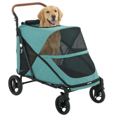 Pawhut Dog Stroller for Large Dogs, One-Click Folding 4 Wheel Large Pet Stroller Wagon for Multiple Pets, All Terrain