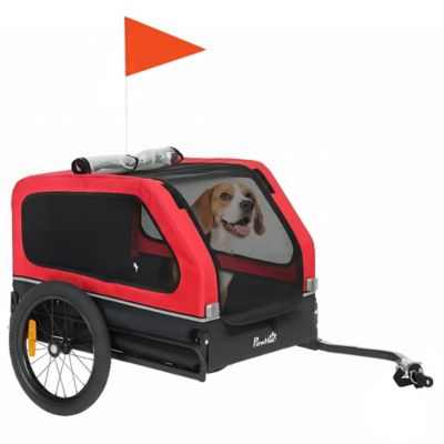 Pawhut Dog Bike Trailer with Flip-Down Ramp Tailgate, Dog Cart Bicycle Carrier for Small and Medium Pets, Universal