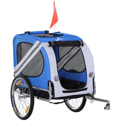 Pawhut Dog Bike Trailer, Pet Wagon Bicycle Trailer with Easy Folding Cart Frame, 20 in. Large Rubber Wheels, 3 Entrances