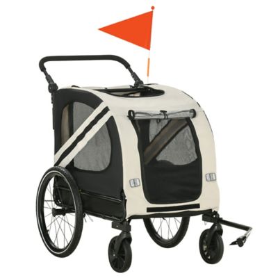 Pawhut 2-in-1 Pet Bike Trailer for Small Medium Dogs, Road-Visibility Dog Stroller Bicycle Carrier, Weather-Strong