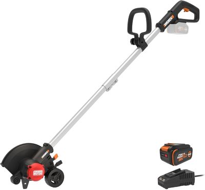 WORX 20V Brushless Cordless 7-In. Lawn Edger with Dual-Wheel Design, Adjustable Depth, 4.0 Ah Battery & Charger Included