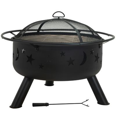 Sunnydaze Decor 30 in. Fire Pit Cooking Grill, Black