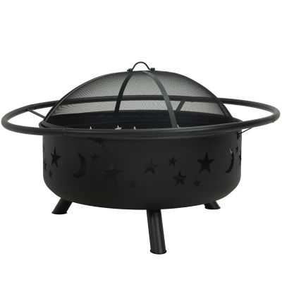 Sunnydaze Decor 36 in. Fire Pit Cooking Grill, Black