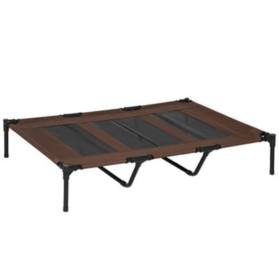 Pawhut XL Elevated Dog Bed, Outdoor Raised Dog Bed, Portable Pet Cot with Carry Bag Metal Frame Breathable Mesh Indoor