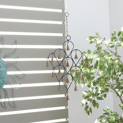Harper & Willow Metal Bell Indoor Outdoor Windchime with Bells and Chain Ring Hanger