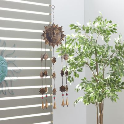 Harper & Willow Metal Sun Indoor Outdoor Windchime with Beads