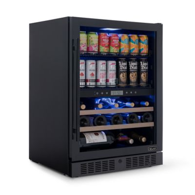 NewAir 24 in. Built-in Dual Zone 20 Bottle and 78 Can Wine and Beverage Cooler, Black Stainless Steel