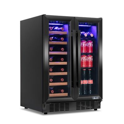 NewAir 78 cans 20 bottles build-in dual zone fridge, Black Stainless Steel