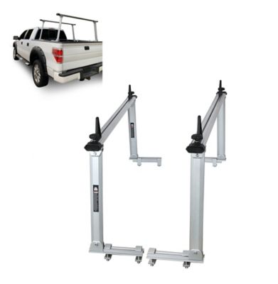 Black Horse Off Road Work Horse Summit Adjustable Silver Aluminum Universal Truck Bed Ladder Rack, 800 lb. Capacity