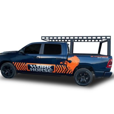 Black Horse Off Road Work Horse Heavy Duty Ladder Rack Over Cab System 5.5 ft. Bed Black Powder Coated Fits All 3/4t Trucks