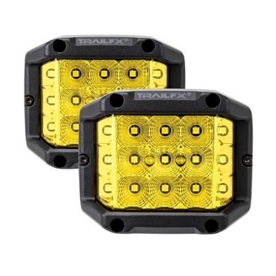 TrailFX LED Driving/ Fog Light Set, 4 in. Square, Amber Lens, 2 Light Kit,PODSIDAMS2
