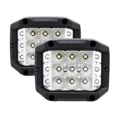 TrailFX LED Driving/ Fog Light Set, 4 in. Square, Clear Lens, Combo Beam, 2 Light Kit, PODSIDF2