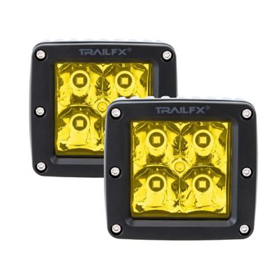 TrailFX LED Driving/ Fog Light Set, 3 in. Square, Amber Lenses, 2 Light Kit, 2X2AMS2