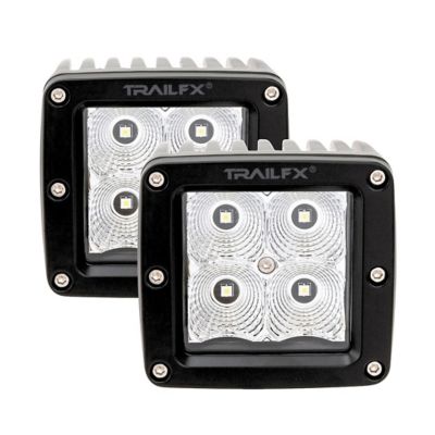 TrailFX LED Driving/ Fog Light Set, 3 in. Square, Clear Lenses, 2 Light Kit, 2X2F2