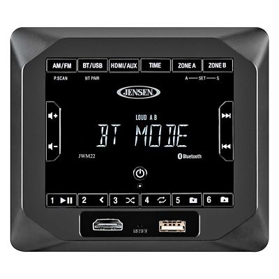 ASA Electronics Jensen Wall Mount RV Stereo with AM/FM, USB, Bluetooth Streaming, JWM22