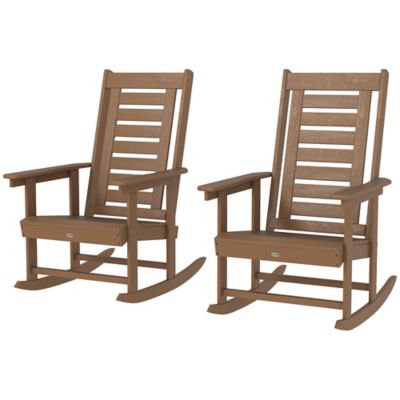 Modern Muse Outdoor Rocking Chairs, HDPE Patio Rockers with 28 in. High Back, Wide Armrests for Porch Backyard, 2 pc.