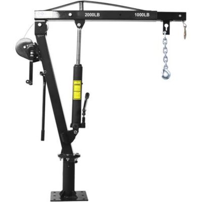 TMB Hydraulic Pickup Truck Crane with Hand Winch, 2000 lb. Capacity, Black