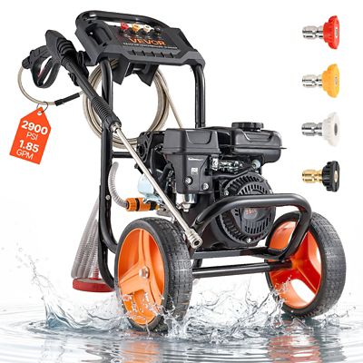 VEVOR Gas Pressure Washer 2900 PSI and 1.85 Max GPM, Upgrade Aluminum Pump with Spray Gun and Wand