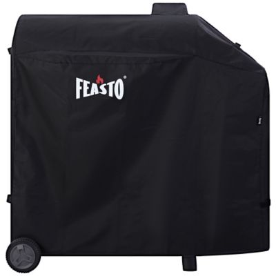 Feasto 44 in. Heavy Duty Waterproof BBQ Grill Cover with Straps, Black