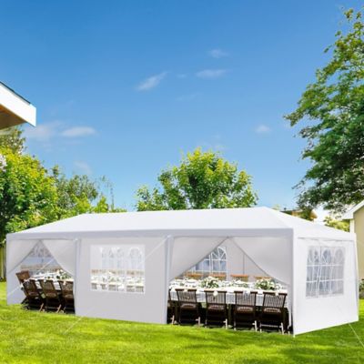 Modern Muse 10 x 30ft. Outdoor Party Tent with 8 Removable Sidewalls, Waterproof Canopy Patio Wedding Gazebo, White