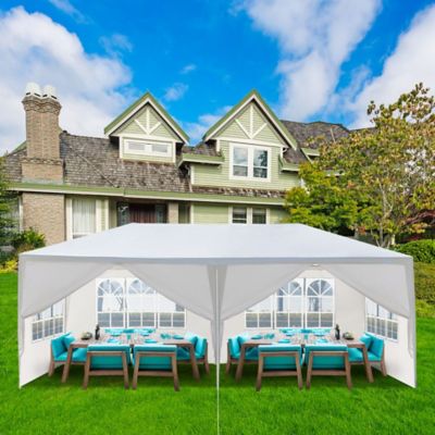 Modern Muse 10 x 20ft. Outdoor Party Tent with 6 Removable Sidewalls, Waterproof Canopy Patio Wedding Gazebo, White