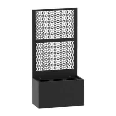 Modern Shade Patio Metal Privacy Screen without Planter, Petal Weave