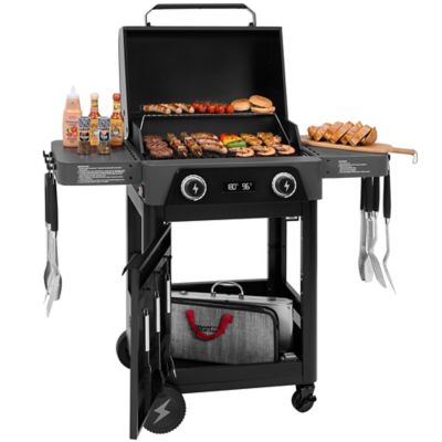 Royal Gourmet Dual-Zone Electric Grill with Cabinet Frame, Powerful Electric Grill for Outdoor Grilling and Backyard Cooking