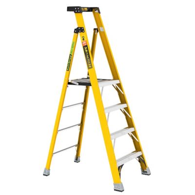 Metaltech Safespace Platform Fiberglass Step Ladder, 4 ft.