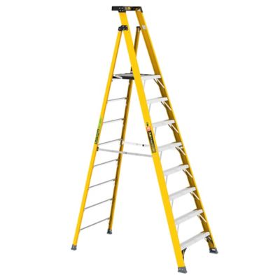 Metaltech Safespace Platform Fiberglass Step Ladder, 8 ft.