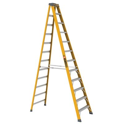 Metaltech Fiberglass Step Ladder 300 Load Capacity, 12 ft.