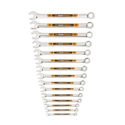 GEARWRENCH 15 pc. 12 Point Metric Hi-Viz Long Pattern Combination Wrench Set