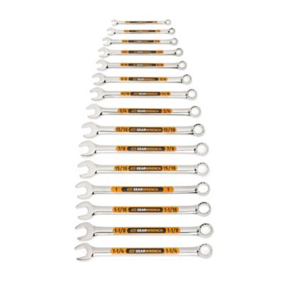 GEARWRENCH 15 pc. 12 Point SAE Hi-Viz Long Pattern Combination Wrench Set with Roll