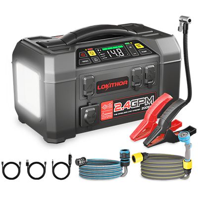 Lokithor Portable Jump Starter, Fast Inflator, and Pressure Washer AW401