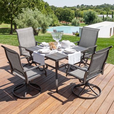 Nuu Garden 5 pc. Patio Dining Set with Textilene Swivel Chairs