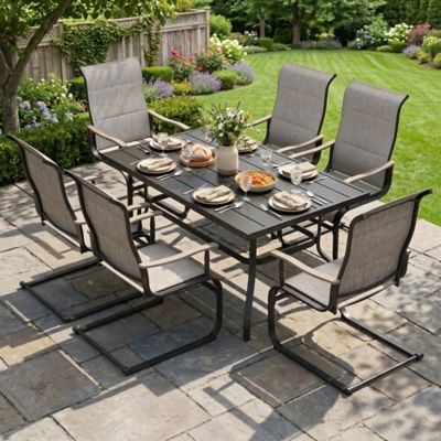 Nuu Garden 7 pc. Patio Dining Set, C-Spring Motion, Rectangular Table