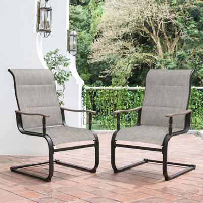 Nuu Garden 2 pc. Patio Padded Textilene Dining Chair Set, C-Spring Motion