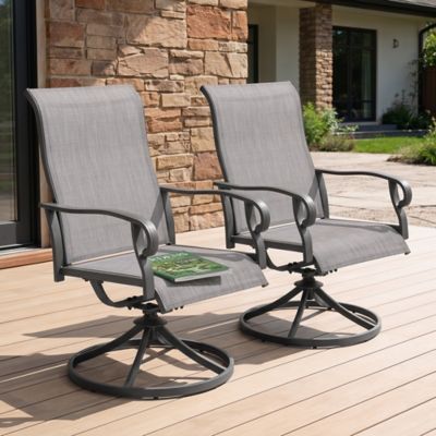 Nuu Garden 2 pc. Patio Textilene Metal Dining Chairs, Swivel Design